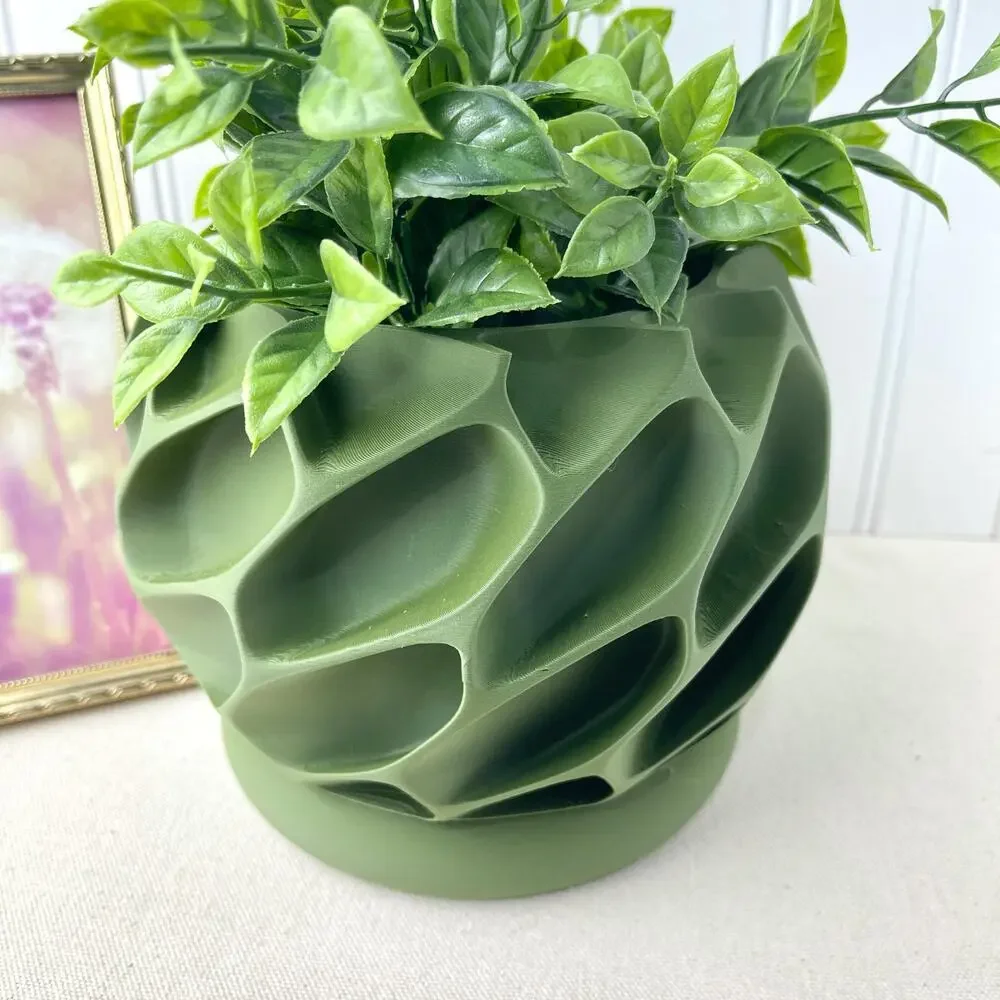 Modern Geometric  Indoor Planter Pot, Exo Planter Pot, Organic Carved Design